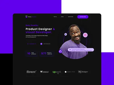 Dark product designer portfolio with green highlight accents, product photography grid and Hello Im Sophia headline